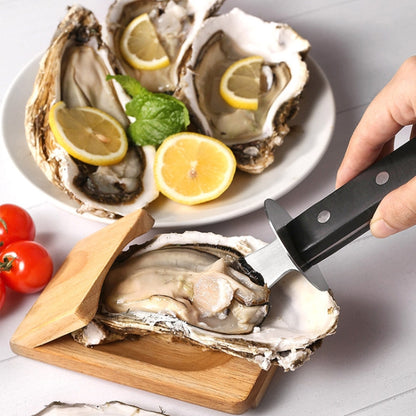 Stainless Steel Opening Oyster Scallop Tool Kitchen Shell Pryer Knife+Wooden Stand by bashfashion