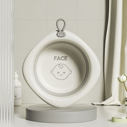 Children Folding Washbasin Newborn Baby Portable Thickened Plastic Wash Basin(Grey) by bashfashion