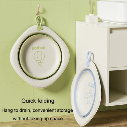 Children Folding Washbasin Newborn Baby Portable Thickened Plastic Wash Basin(Grey) by bashfashion