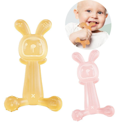 Bunny Baby Teether BPA Free Food-Grade Silicone Teether Infant Teething Stick Anti-Eating Hand, Color: Nano Color by bashfashion