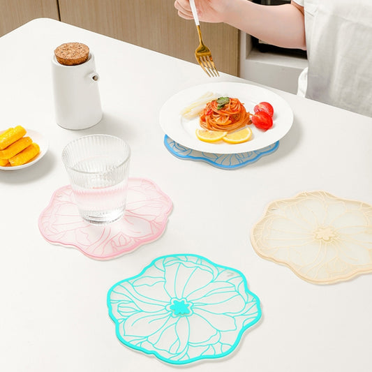 15cm Simple Heat Insulation Anti-Scald Table Mat Anti-Slip Oil Resistant Easy Clean Bowl Coaster(蓝色) by bashfashion