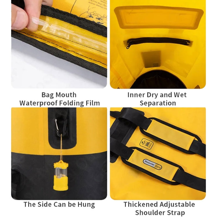 Naturehike Wet Dry IPX6 Waterproof Bag Outdoor Seaside Diving Swimming Rafting Equipment, Color: 30L Yellow by Naturehike