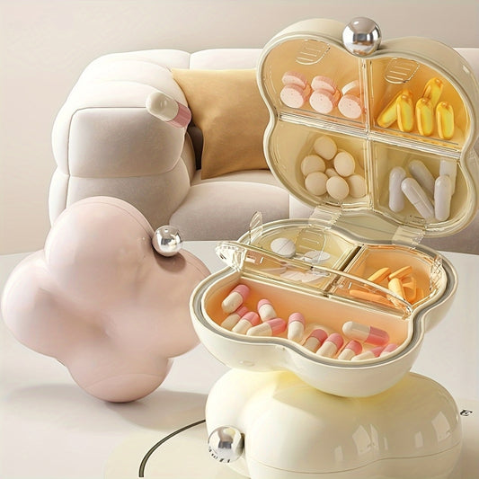 7 Compartment Mini Portable Pill Box Jewelry Sealed Storage Box(Cream Pink) by bashfashion