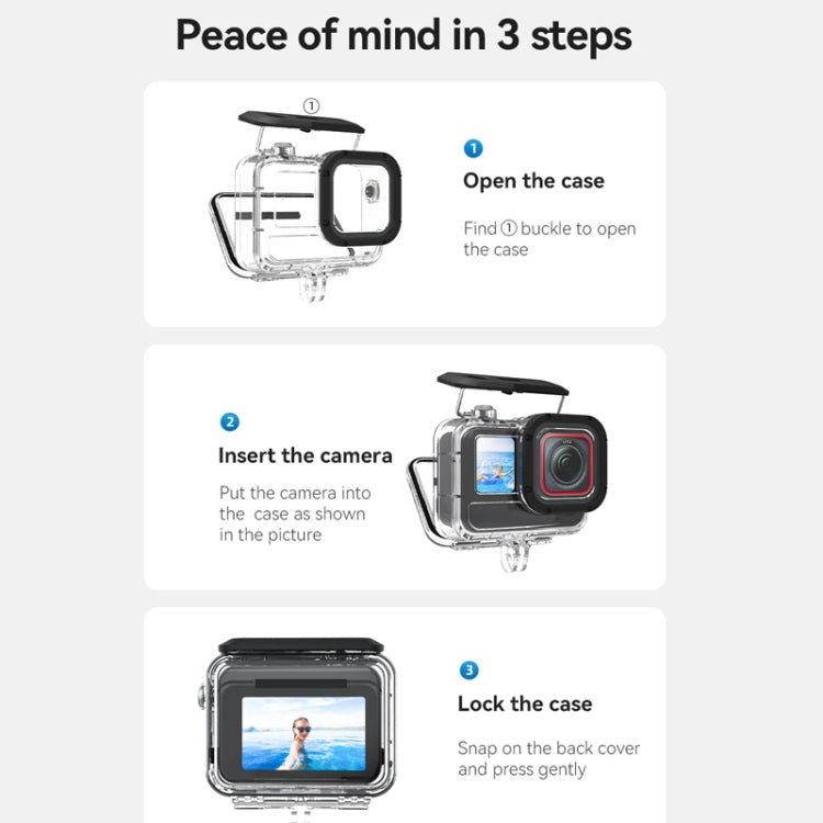 For Insta360 Ace Pro Camera TELESIN 45m Waterproof Case Underwater Diving Housing Cover by TELESIN