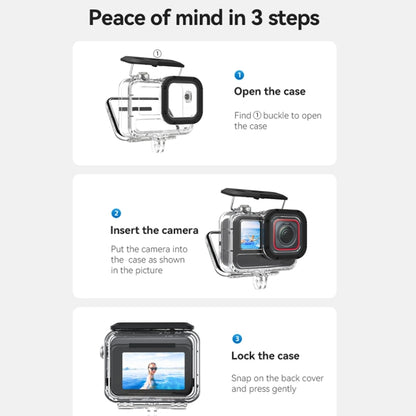 For Insta360 Ace Pro Camera TELESIN 45m Waterproof Case Underwater Diving Housing Cover by TELESIN