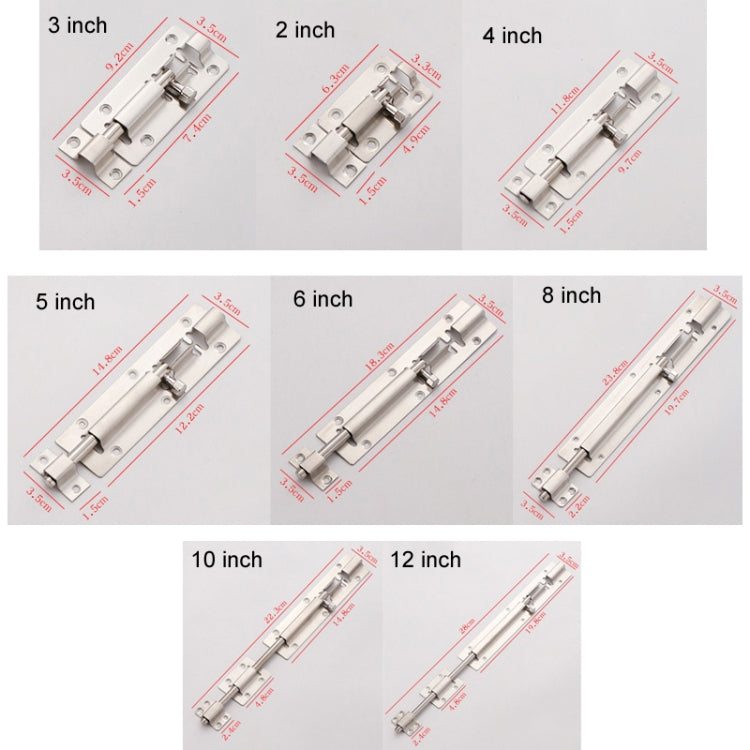 2 inch Stainless Steel Latch Door Bolt Bathroom Wooden Door And Window Anti-Theft Latch Lock by bashfashion