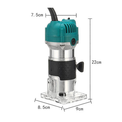 MOYI Aluminum Body Multifunctional Small Electric Woodworking Carving Slotting Trimming Machine, Specifications: 15 Milling Cutters EU Plug by MOYI