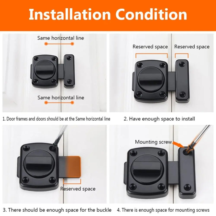 Stainless Steel Rotate Bolt Latch Anti-Theft Security Bathroom Door Lock Spring Latch, Specification: Extra Large Black by bashfashion