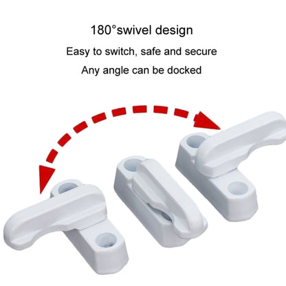 2pcs T-type Window Lock Plastic Steel Hasp Security Anti-theft Door Lock by bashfashion