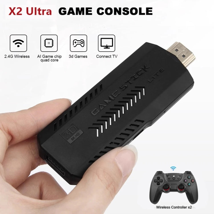 X2 Ultra Video Game Stick Console With 2.4G Double Wireless Controller 64GB by bashfashion