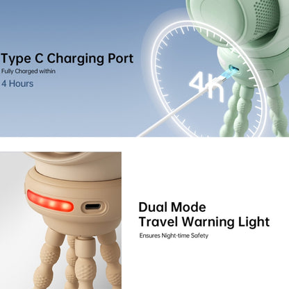 JisuLife Stroller Fan Life2S High Speed Energy Saving Stroller Mini Fan Octopus Bladeless Swingable Head Air Purifying Fan(Brown) by Jisulife