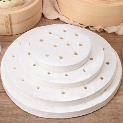 100pcs Food Grade Disposable Round Non-stick Steamer Paper Perforated Buns Steamer Pads, Size: 7.6cm by bashfashion