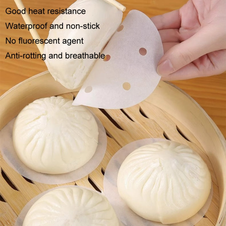 100pcs Food Grade Disposable Round Non-stick Steamer Paper Perforated Buns Steamer Pads, Size: 7.6cm by bashfashion