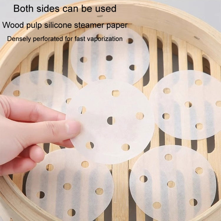 100pcs Food Grade Disposable Round Non-stick Steamer Paper Perforated Buns Steamer Pads, Size: 7.6cm by bashfashion