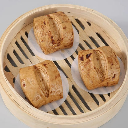 100pcs Food Grade Disposable Round Non-stick Steamer Paper Perforated Buns Steamer Pads, Size: 7.6cm by bashfashion