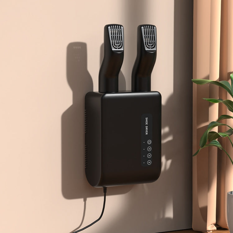 140W Boot Dryer Wall Mounted Shoes Warmer Heater, 3 Gear Timing, 360 Degree Rotating Air Outlet EU Plug(Black) by bashfashion