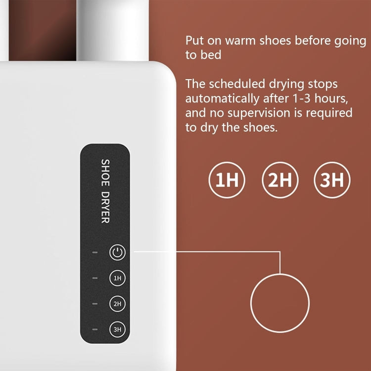 140W Boot Dryer Wall Mounted Shoes Warmer Heater, 3 Gear Timing, 360 Degree Rotating Air Outlet EU Plug(White) by bashfashion