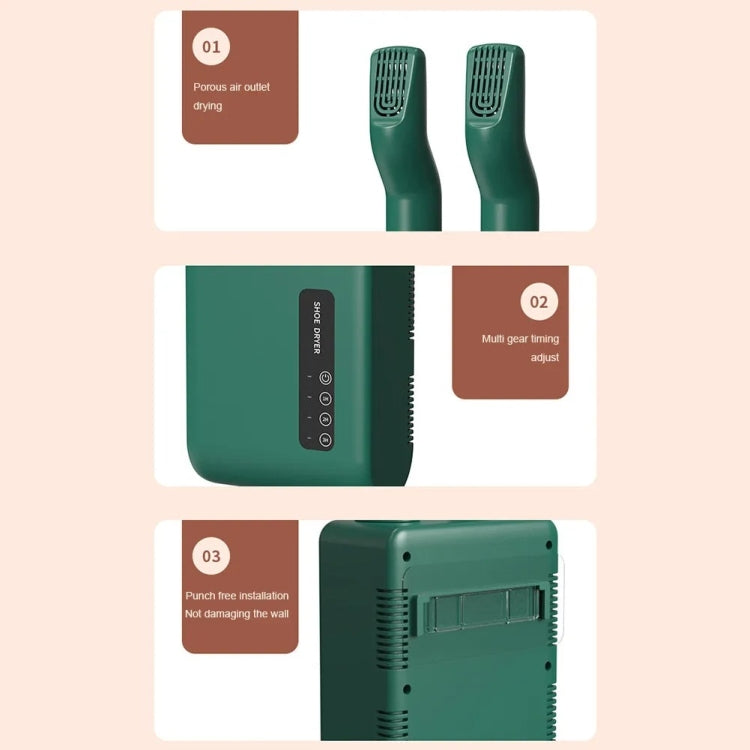 140W Boot Dryer Wall Mounted Shoes Warmer Heater, 3 Gear Timing, 360 Degree Rotating Air Outlet UK Plug(Black) by bashfashion