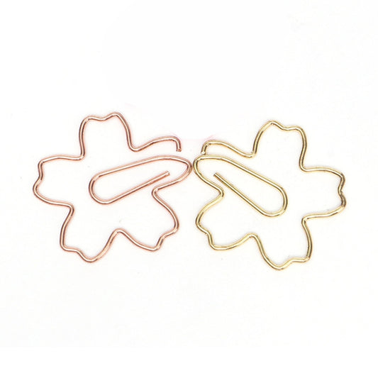 10pcs /Box Sakura Metal Special-shaped Paper Clips File Classification And Storage Paper Clips(Gold) by bashfashion