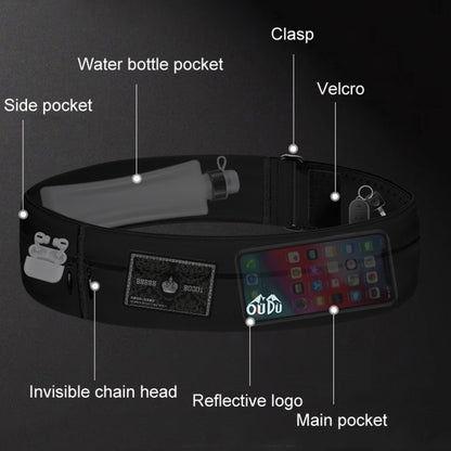 Small OUDU Outdoor Sports Portable Wrap-Around Waist Pack Unisex Cell Phone Bag(Black) by OUDU