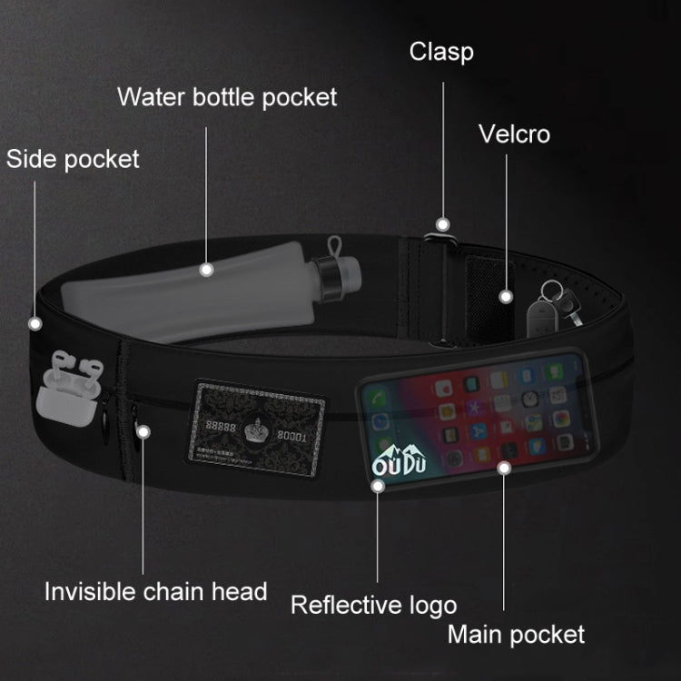 Large OUDU Outdoor Sports Portable Wrap-Around Waist Pack Unisex Cell Phone Bag(Light Pink) by OUDU