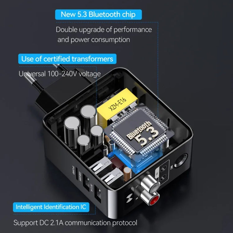 OMS-H6 Bluetooth 5.3 Adapter Wireless Audio Receiver And Transmitter EU Plug by bashfashion