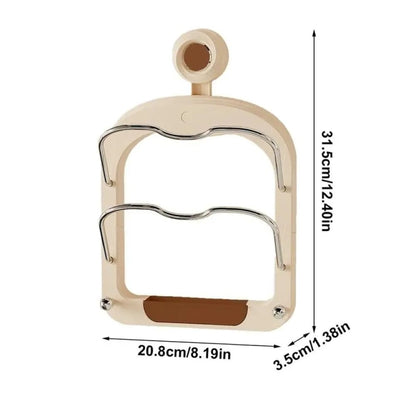 Wall Mount Pot Lids Holder No Punching Suction Cup Double Layer Storage Rack(Milk Tea Brown) by bashfashion