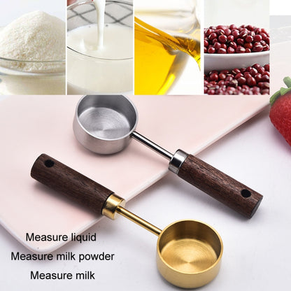 15ml Wooden Handle Stainless Steel Measuring Spoon Coffee Powder Milk Powder Spoon, Color: Gold by bashfashion