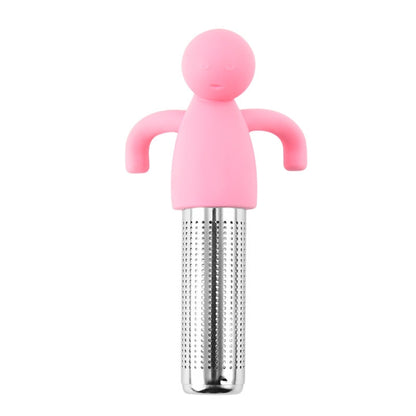 Man Shape Tea Filter Brewer 304 Stainless Steel Tea Strainer(Pink) by bashfashion