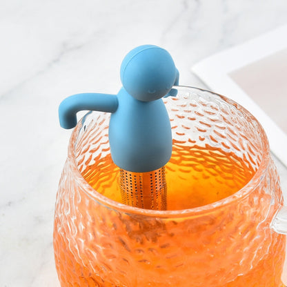 Man Shape Tea Filter Brewer 304 Stainless Steel Tea Strainer(Blue) by bashfashion