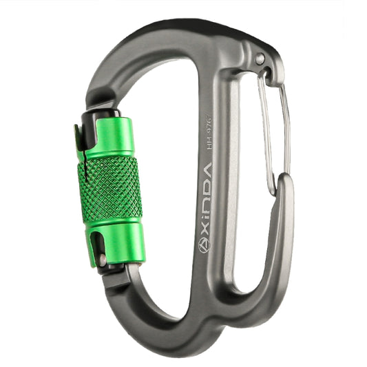 XINDA HH-9767 H-type Climbing Rappelling Friction Lock Descenders Safety Buckle Lock(Gray+Green Nut) by XINDA