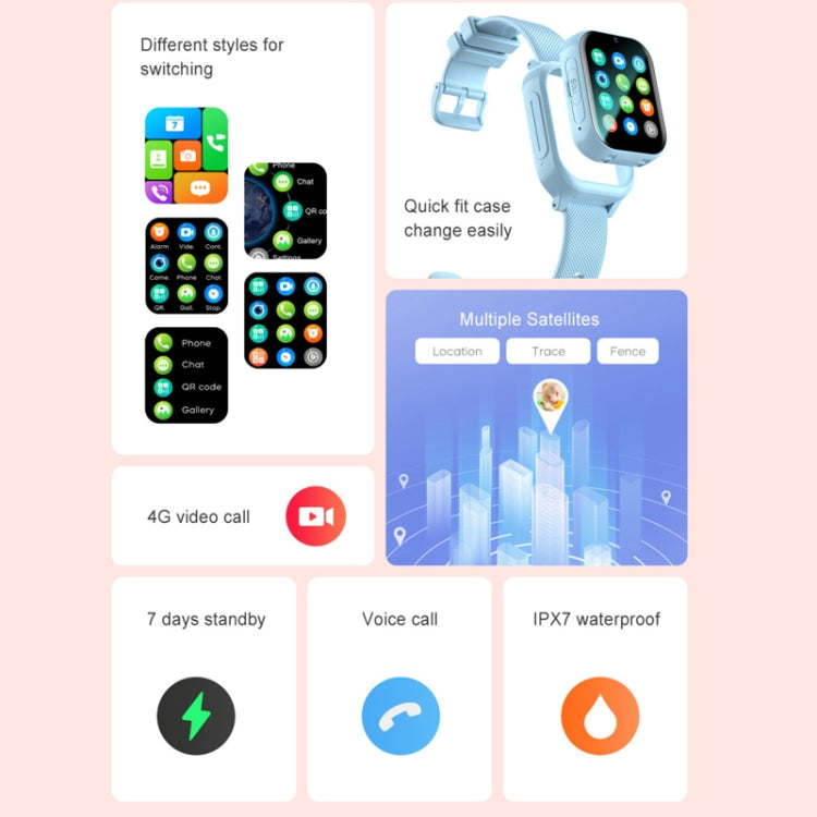 K26H 4G Kids Phone Watch With 1.83-inch Touch Screen Front Camera SOS GPS Location(Blue) by bashfashion