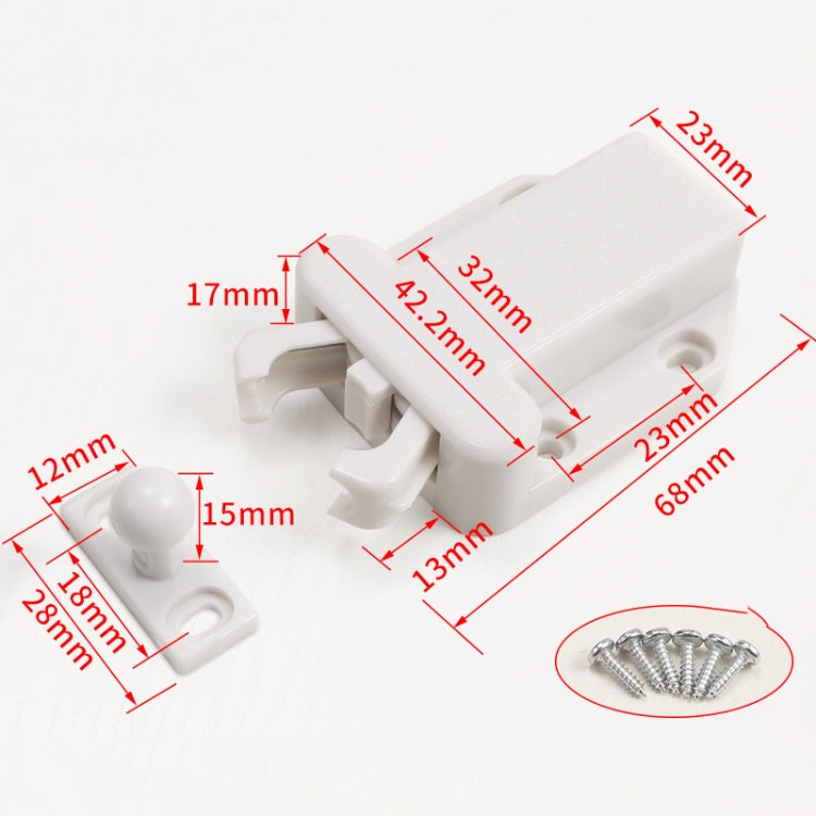 Bouncing Press Type Cabinet Door Catches Self Lock Hidden Drawer Cupboard Door Closer(White) by bashfashion