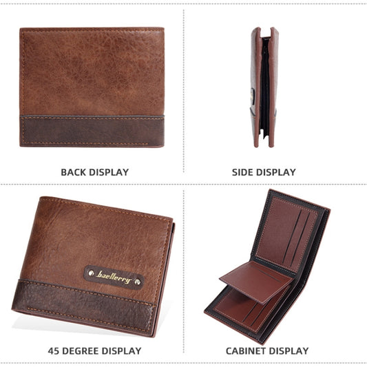 Baellerry DR112 RFID Anti-theft Splicing Horizontal Thin Zipper Wallet Card Holder(Light Brown) by Baellerry