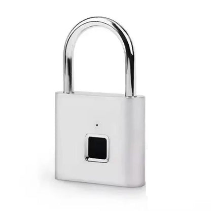 Smart Fingerprint Rechargeable Padlock Waterproof Morse Code Emergency Unlocking(Matte Silver) by bashfashion