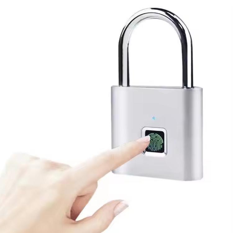 Smart Fingerprint Rechargeable Padlock Waterproof Morse Code Emergency Unlocking(Matte Silver) by bashfashion