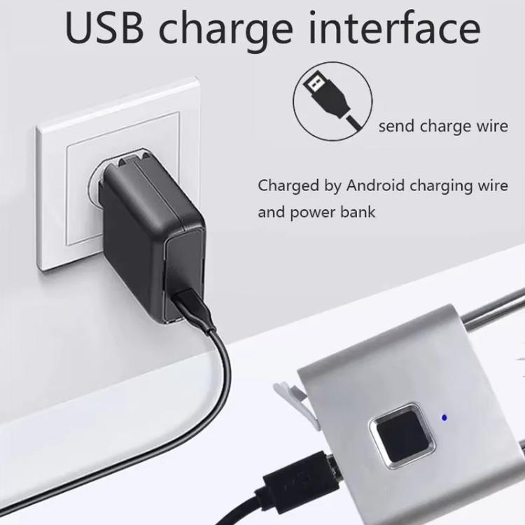 Smart Fingerprint Rechargeable Padlock Waterproof Morse Code Emergency Unlocking(Matte Silver) by bashfashion