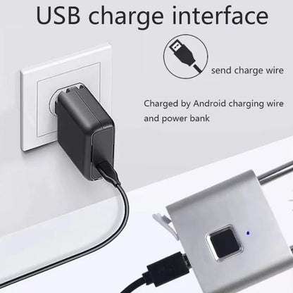 Smart Fingerprint Rechargeable Padlock Waterproof Morse Code Emergency Unlocking(Matte Silver) by bashfashion