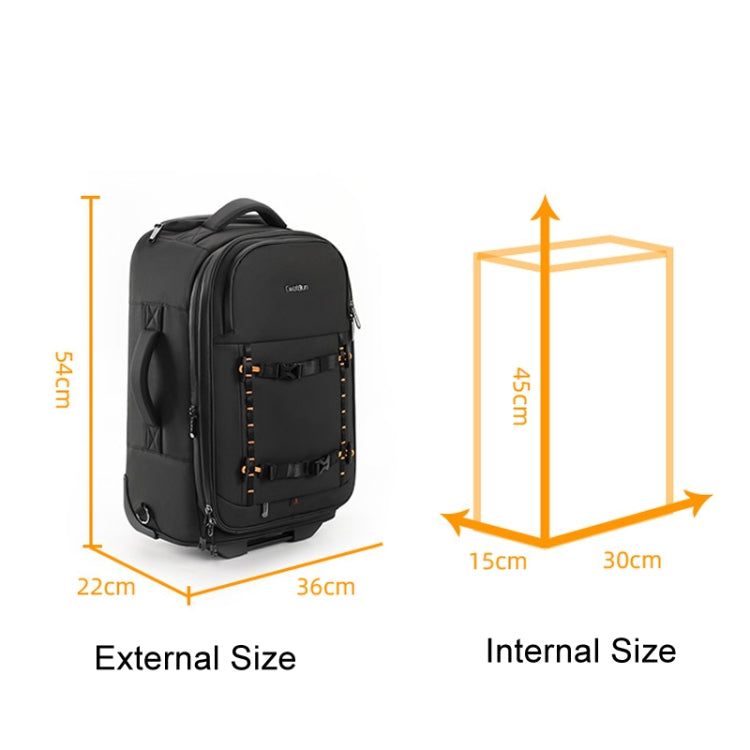 Cwatcun D136 Generation 1 Large Camera Trolley Shoulder Bag Large Capacity Outdoor Photography Storage Case(Black) by Cwatcun