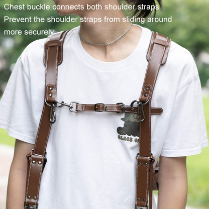 Cwatcun H90 Dual Camera Leather Strap Adjustable Multi-functional Convenient Camera Shoulder Strap, Color: 2.0 Brown by Cwatcun