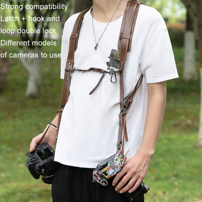 Cwatcun H90 Dual Camera Leather Strap Adjustable Multi-functional Convenient Camera Shoulder Strap, Color: 2.0 Brown by Cwatcun