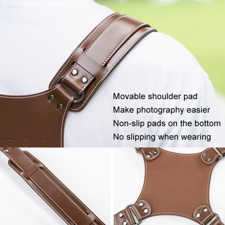 Cwatcun H90 Dual Camera Leather Strap Adjustable Multi-functional Convenient Camera Shoulder Strap, Color: 2.0 Brown by Cwatcun
