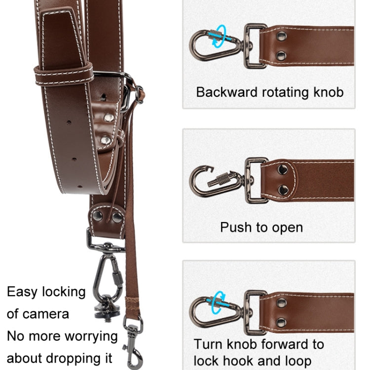 Cwatcun H90 Dual Camera Leather Strap Adjustable Multi-functional Convenient Camera Shoulder Strap, Color: 2.0 Brown by Cwatcun