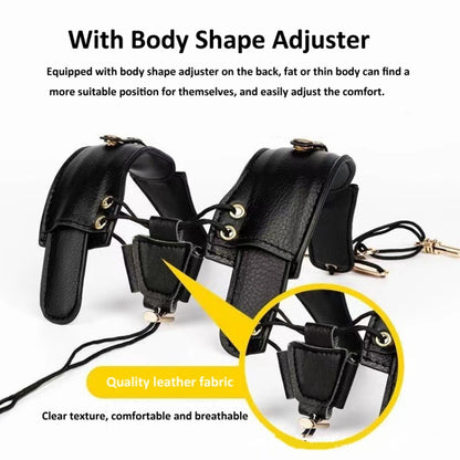 Saxophone Double-Shoulder Strap Leather Adjustable Lanyard For Tenor Alto Sax Accessories(Black) by bashfashion