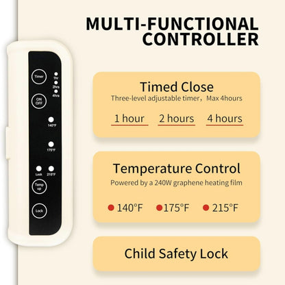240W Electric Warming Tray Food Warmer with Adjustable Temperature, Timed Close UK Plug by bashfashion