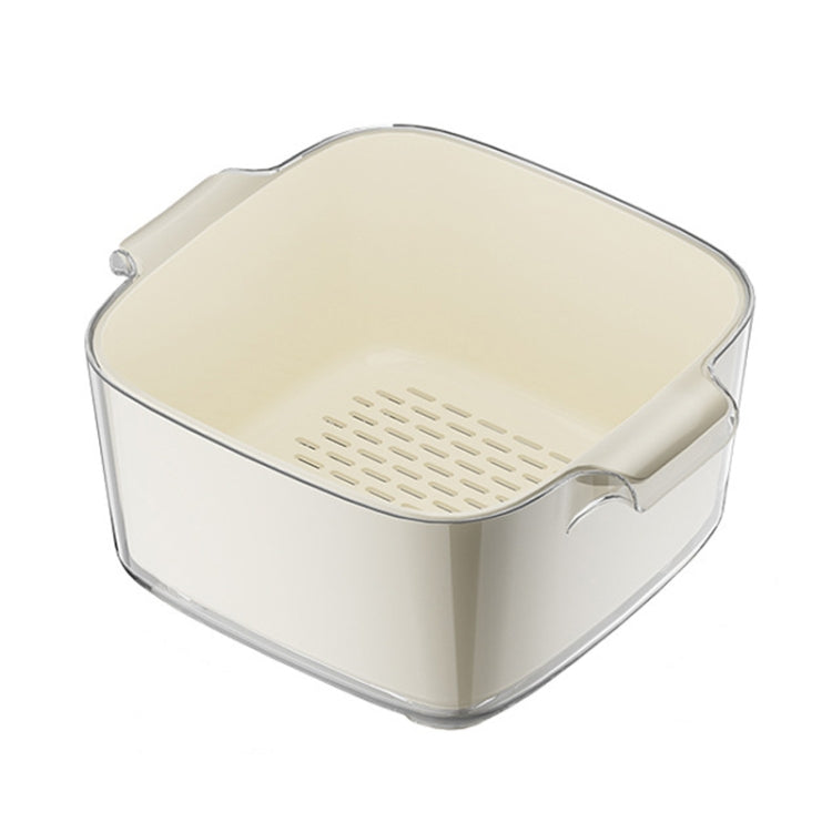 Kitchen Double Layer Drainage Basket Vegetable And Fruit Storage Rack, Style: Milky White Medium by bashfashion