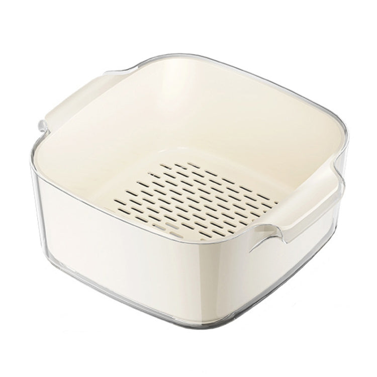 Kitchen Double Layer Drainage Basket Vegetable And Fruit Storage Rack, Style: Milky White Large by bashfashion