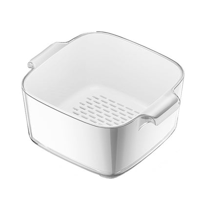 Kitchen Double Layer Drainage Basket Vegetable And Fruit Storage Rack, Style: White Medium by bashfashion