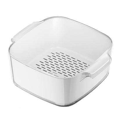 Kitchen Double Layer Drainage Basket Vegetable And Fruit Storage Rack, Style: White Large by bashfashion