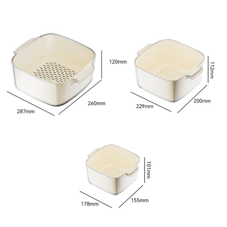 Kitchen Double Layer Drainage Basket Vegetable And Fruit Storage Rack, Style: Milky White Small by bashfashion